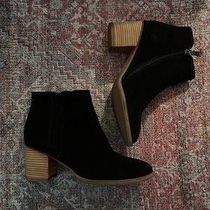 Blondo Black Suede Womens Boots 8M Waterproof Wood Block Heel Zip